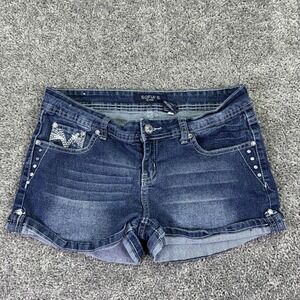 Sofia's Jeans Shorts Womens 9 Juniors Blue Denim Rhinestone Studded Summer